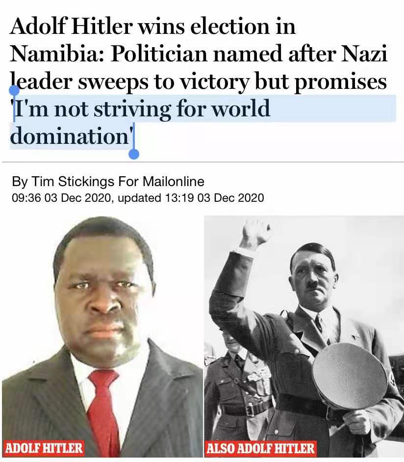 Adolph Hitler Wins Election in Namibia